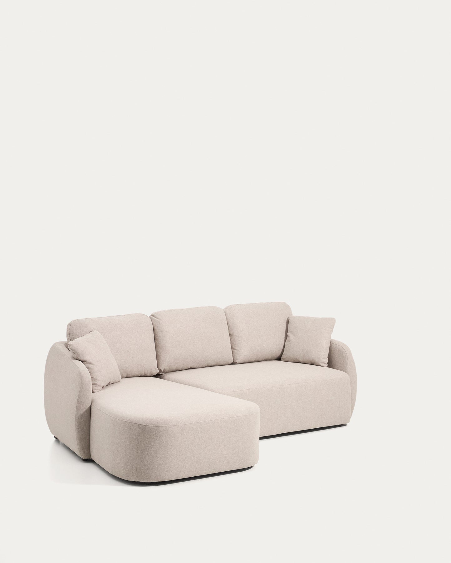 Divano letto Laira 3 posti in ciniglia beige con chaise longue sinistra 246 cm
