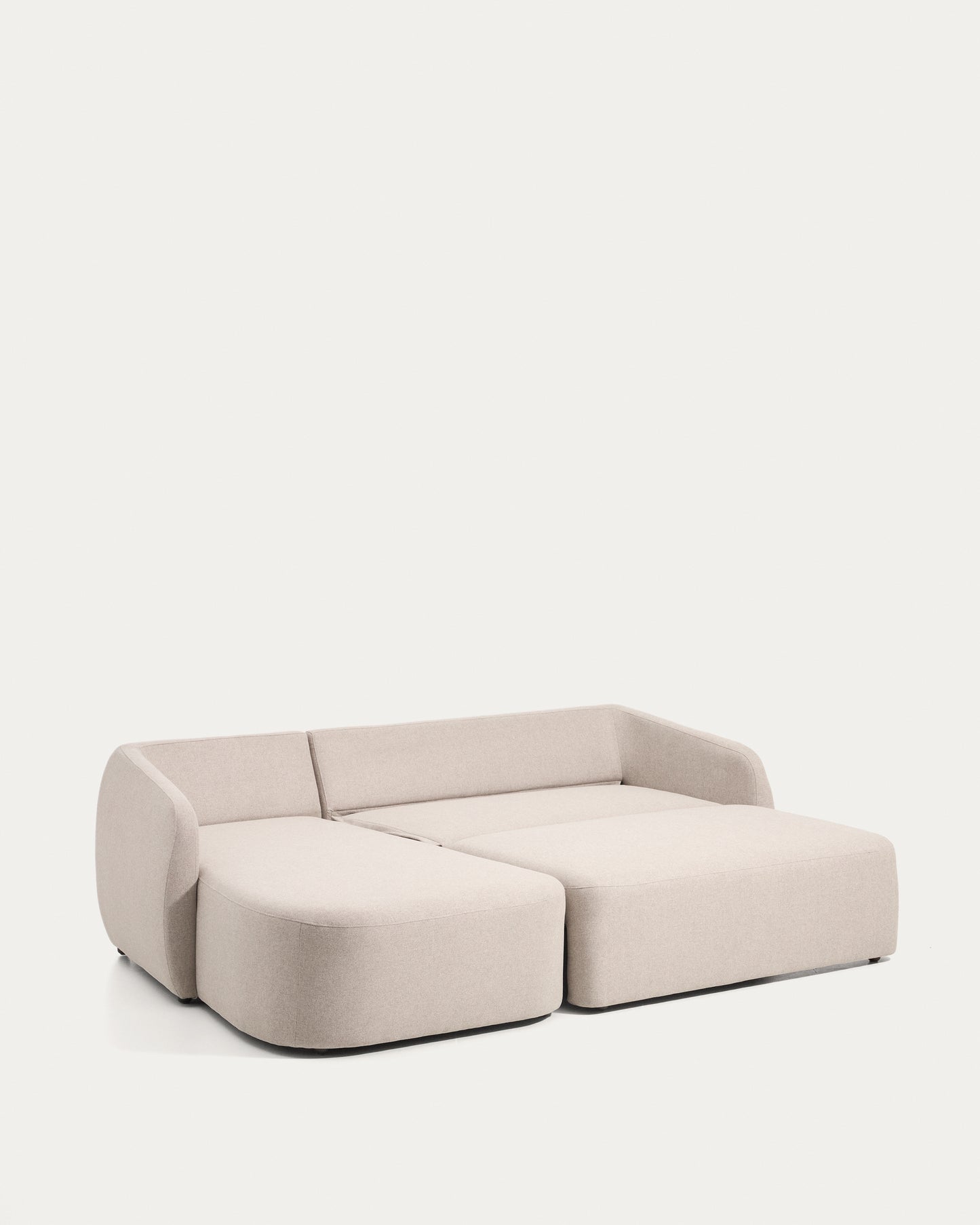 Divano letto Laira 3 posti in ciniglia beige con chaise longue sinistra 246 cm