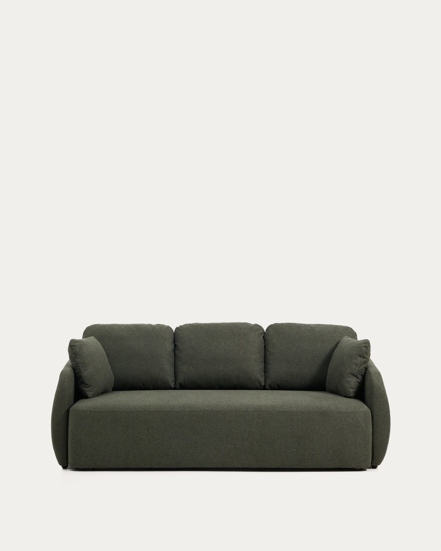 Divano letto Laira 3 posti in ciniglia verde scuro 218 cm