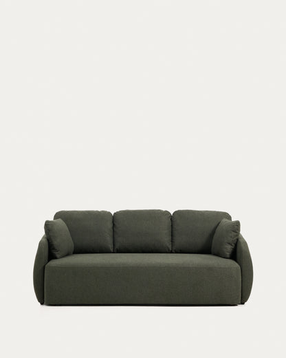 Divano letto Laira 3 posti in ciniglia verde scuro 218 cm