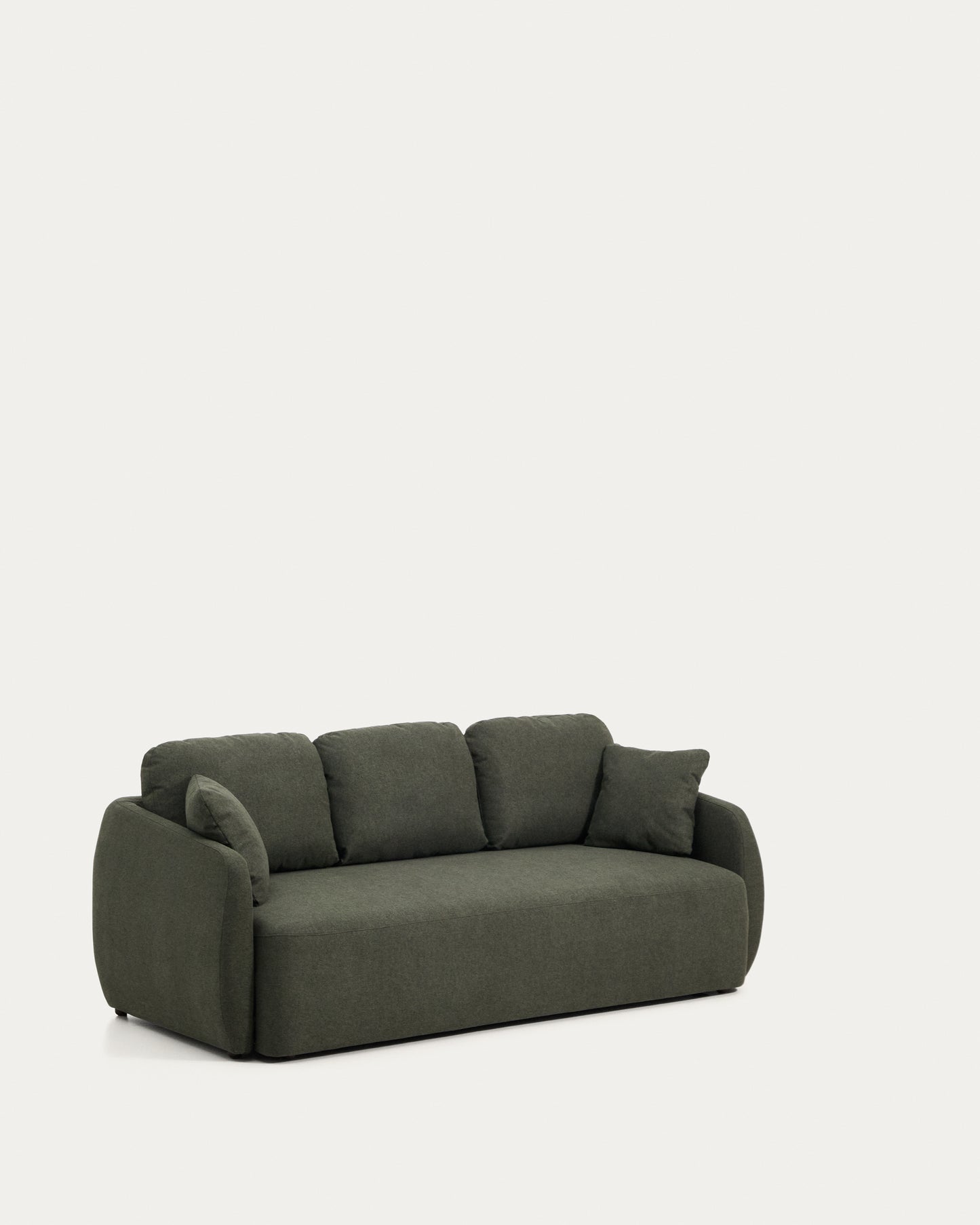 Divano letto Laira 3 posti in ciniglia verde scuro 218 cm