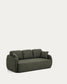 Divano letto Laira 3 posti in ciniglia verde scuro 218 cm