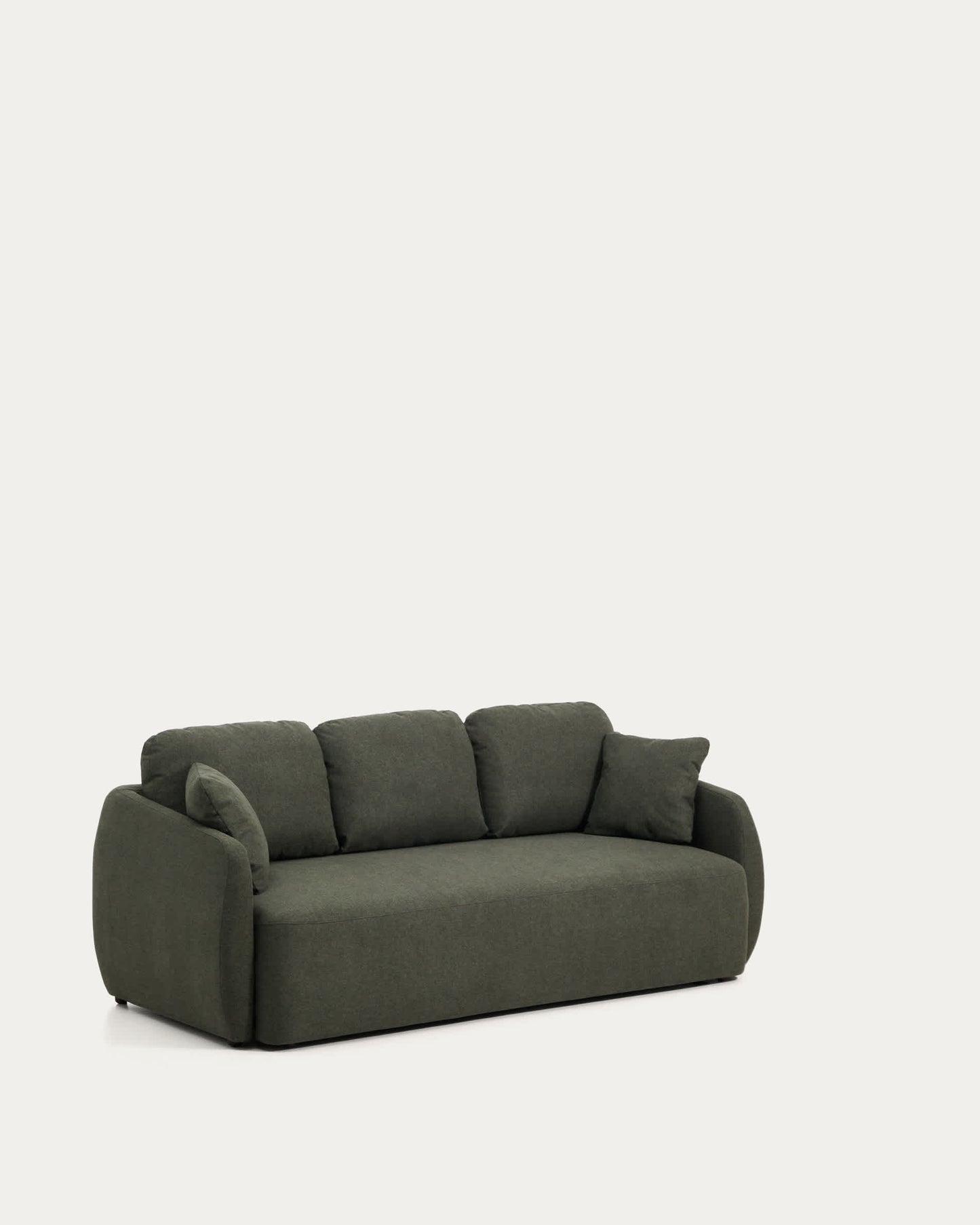 Divano letto Laira 3 posti in ciniglia verde scuro 218 cm