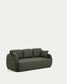 Divano letto Laira 3 posti in ciniglia verde scuro 218 cm