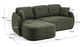 Divano letto Laira 3 posti in ciniglia verde scuro con chaise longue sinistra 246 cm