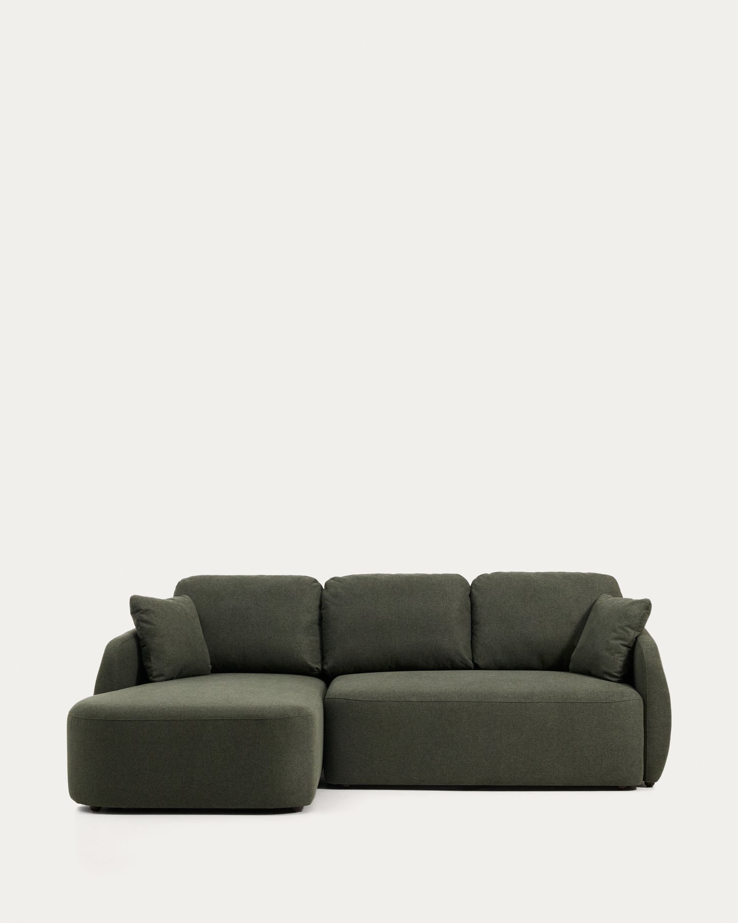 Divano letto Laira 3 posti in ciniglia verde scuro con chaise longue sinistra 246 cm