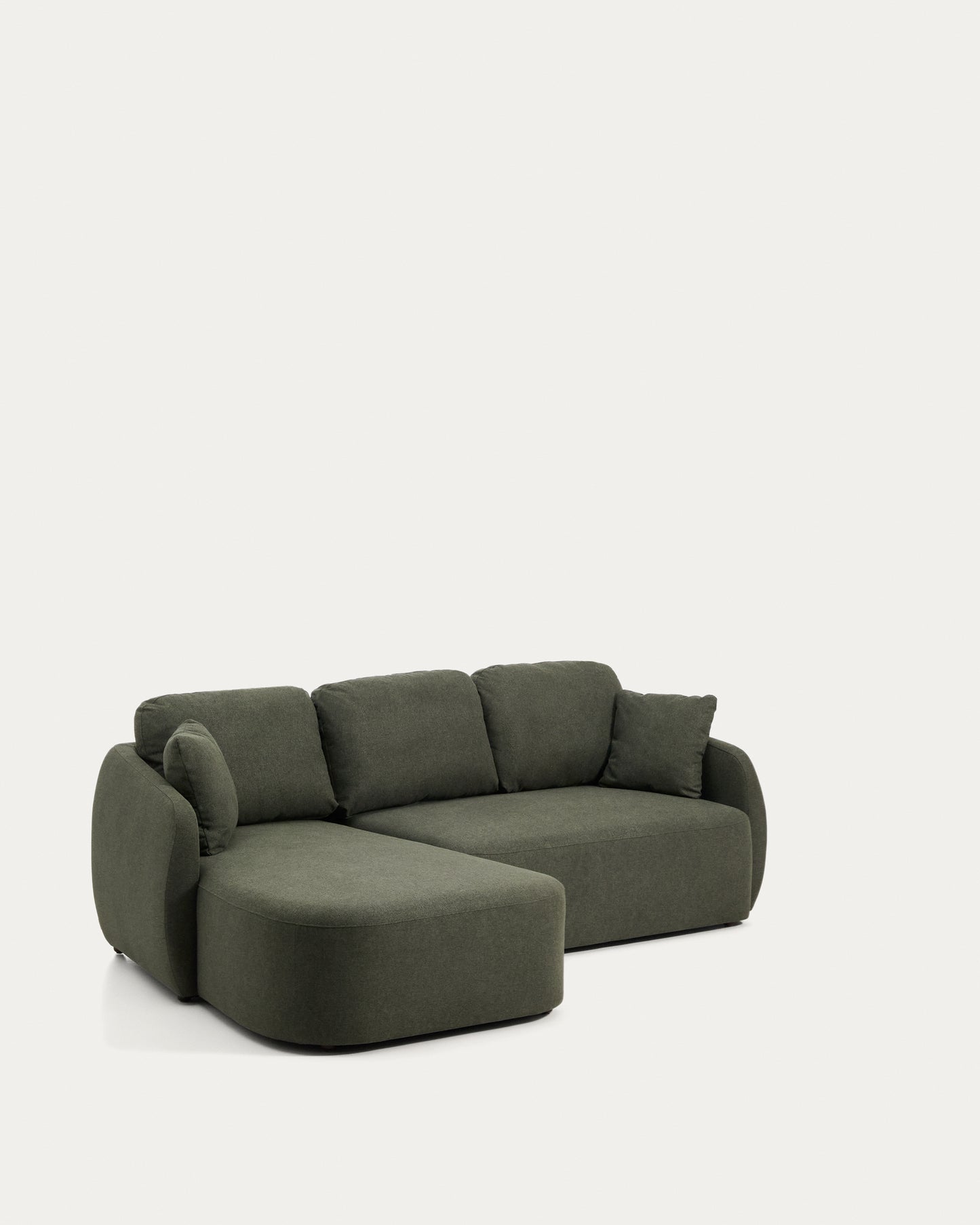 Divano letto Laira 3 posti in ciniglia verde scuro con chaise longue sinistra 246 cm