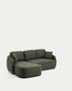 Divano letto Laira 3 posti in ciniglia verde scuro con chaise longue sinistra 246 cm