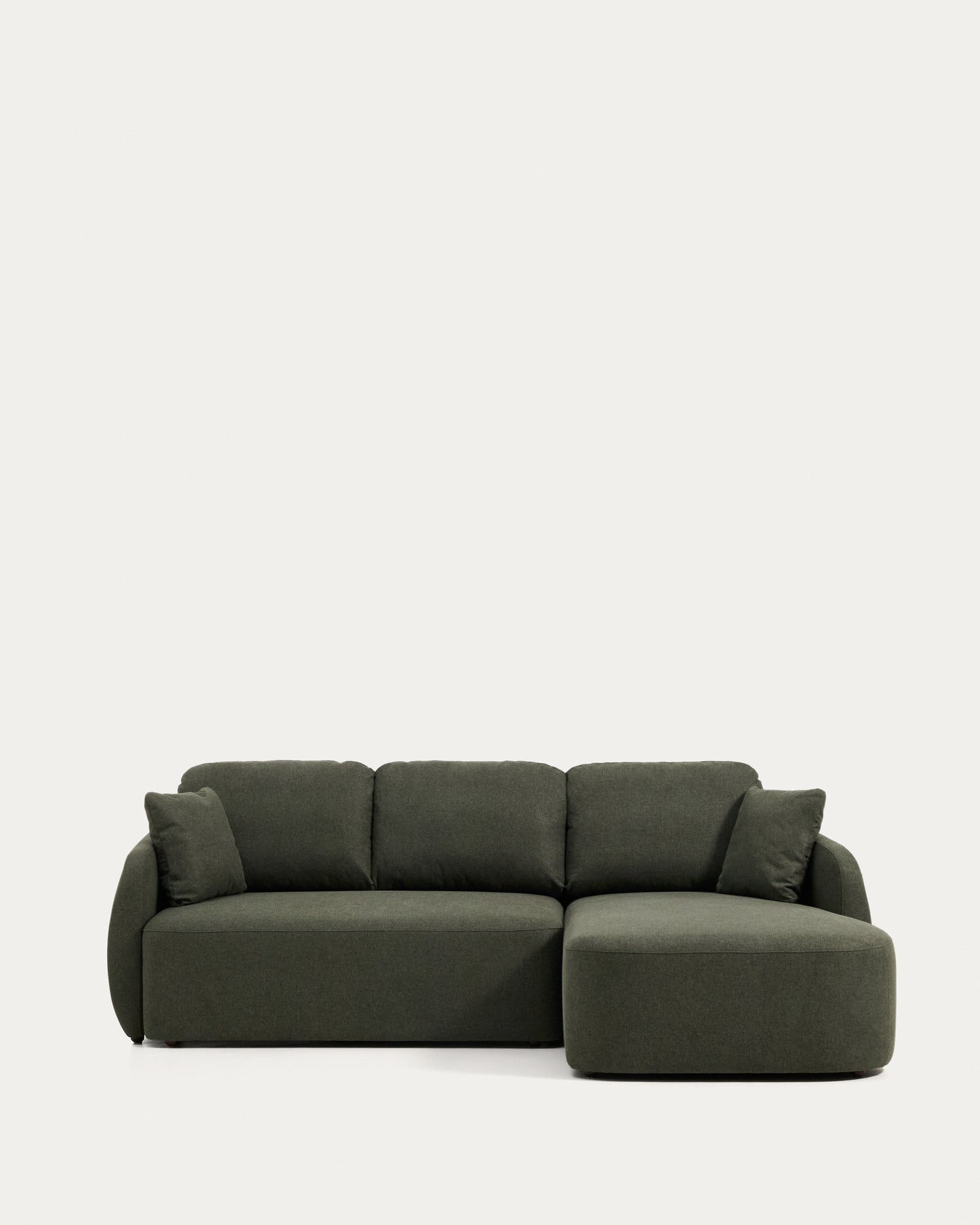 Divano letto Laira 3 posti in ciniglia verde scuro con chaise longue destra 246 cm