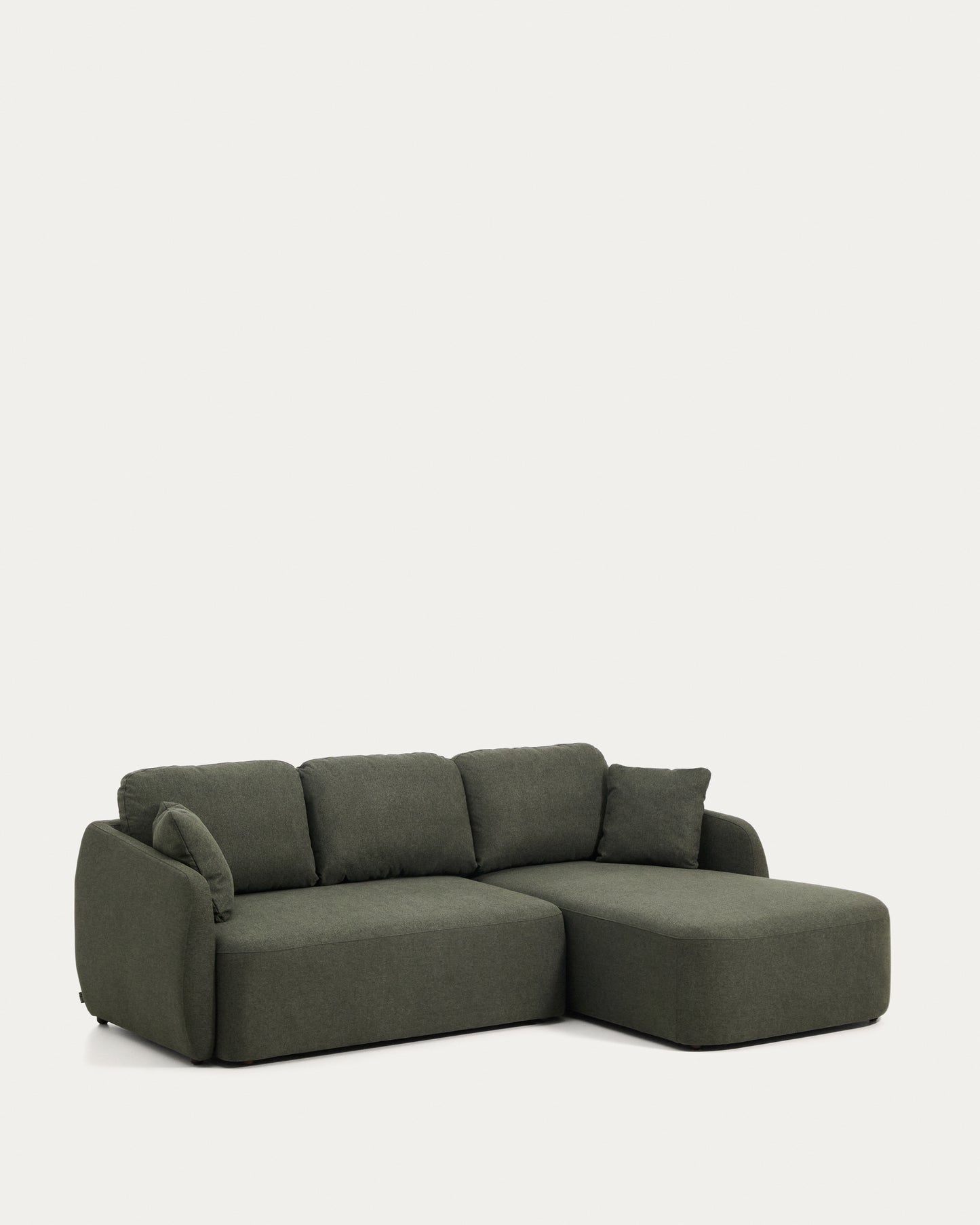 Divano letto Laira 3 posti in ciniglia verde scuro con chaise longue destra 246 cm
