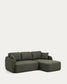 Divano letto Laira 3 posti in ciniglia verde scuro con chaise longue destra 246 cm