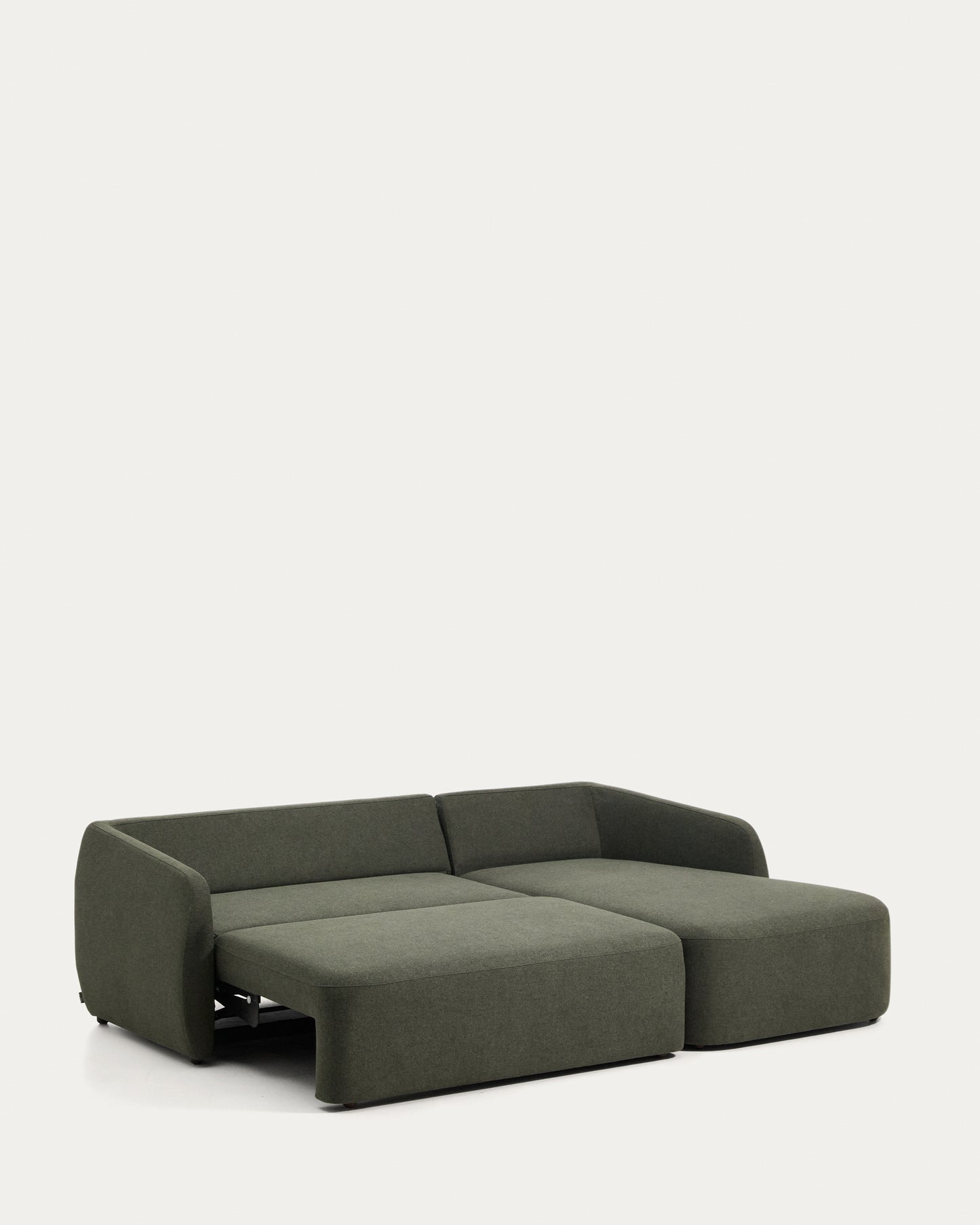 Divano letto Laira 3 posti in ciniglia verde scuro con chaise longue destra 246 cm