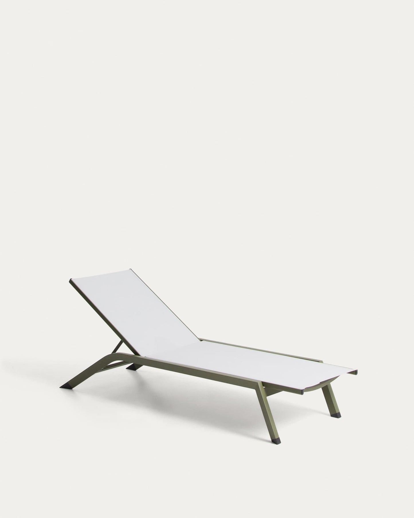 Lettino impilabile Capraia in alluminio verde e texteline beige