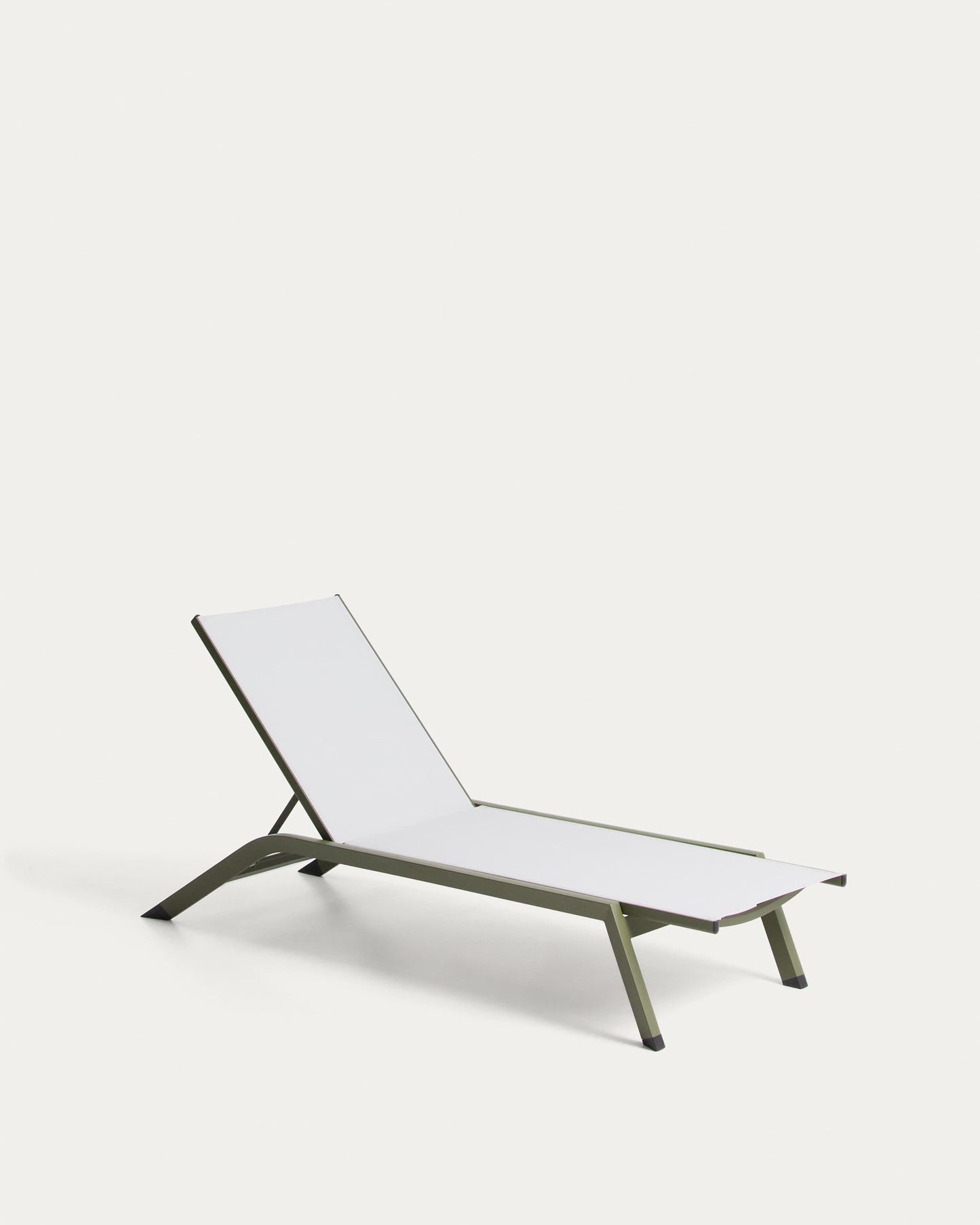 Lettino impilabile Capraia in alluminio verde e texteline beige