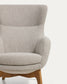 Poltrona Adiran in ciniglia spessa beige con gambe in legno massiccio di rovere con finitura naturale