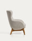 Poltrona Adiran in ciniglia spessa beige con gambe in legno massiccio di rovere con finitura naturale