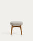 Poggiapiedi Adiran in ciniglia spessa beige con gambe in legno massiccio di rovere con finitura naturale