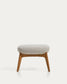 Poggiapiedi Adiran in ciniglia spessa beige con gambe in legno massiccio di rovere con finitura naturale