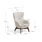 Poltrona Adiran in ciniglia spessa beige con gambe in legno massiccio di rovere con finitura noce