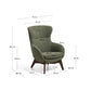 Poltrona Adiran in ciniglia spessa verde muschio con gambe in legno massiccio di rovere con finitura noce