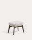 Poggiapiedi Adiran in ciniglia spessa beige con gambe in legno massiccio di rovere con finitura noce