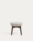 Poggiapiedi Adiran in ciniglia spessa beige con gambe in legno massiccio di rovere con finitura noce