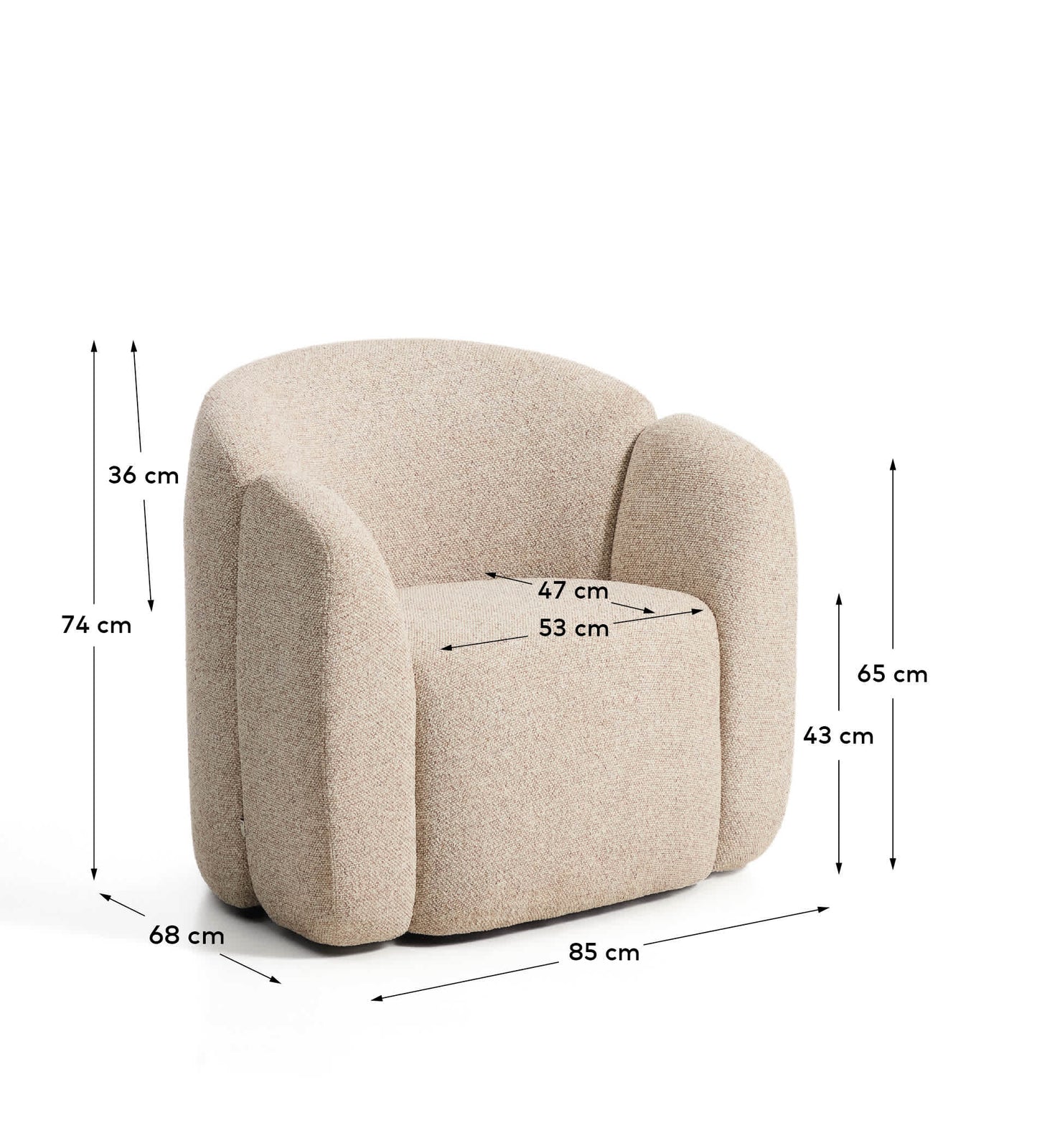Poltrona Corvena in ciniglia beige FSC Mix Credit 85 cm