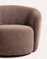 Poltrona girevole Odenia in micro bouclé marrone
