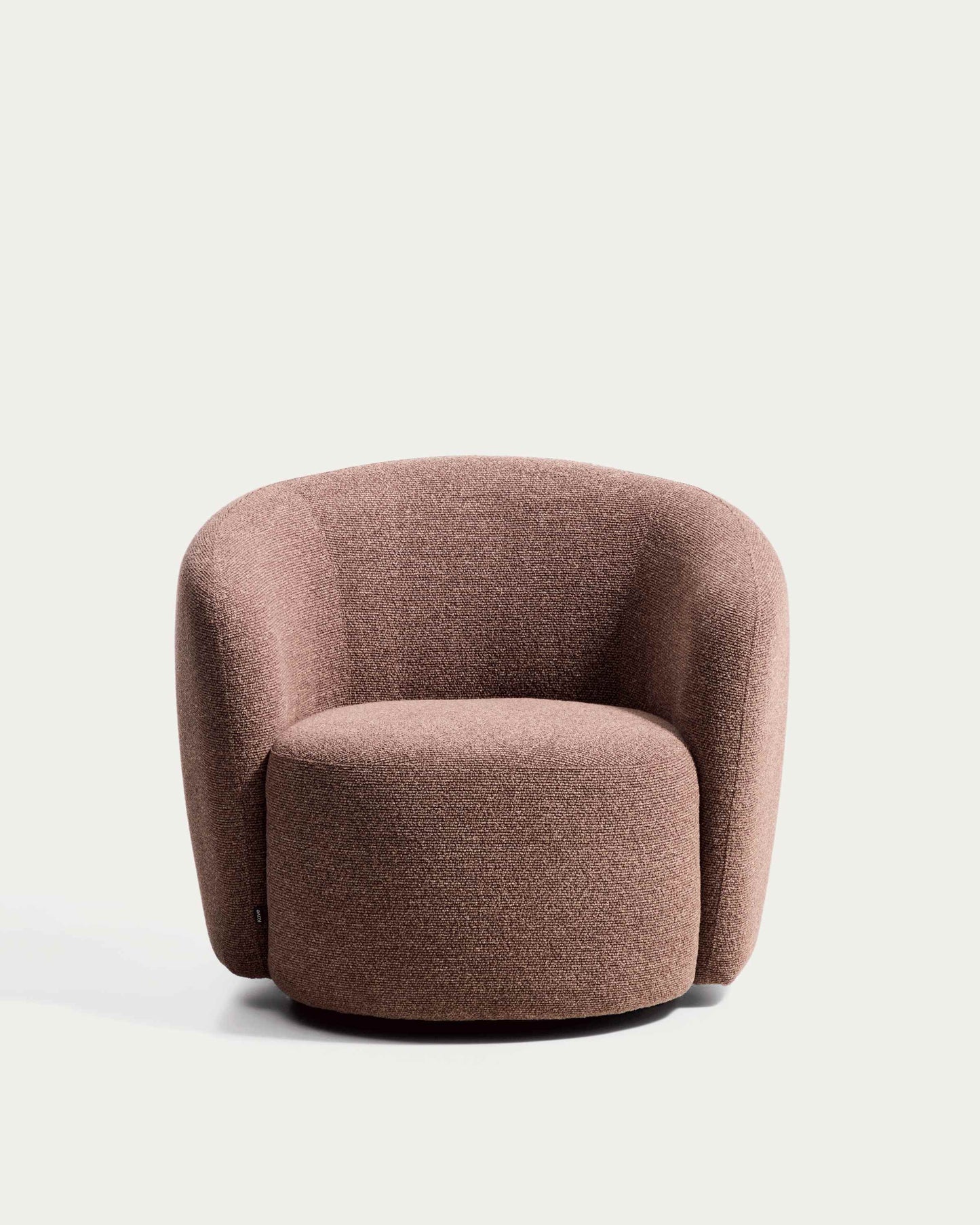 Poltrona girevole Odenia in micro bouclé marrone