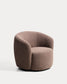 Poltrona girevole Odenia in micro bouclé marrone