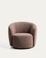 Poltrona girevole Odenia in micro bouclé marrone