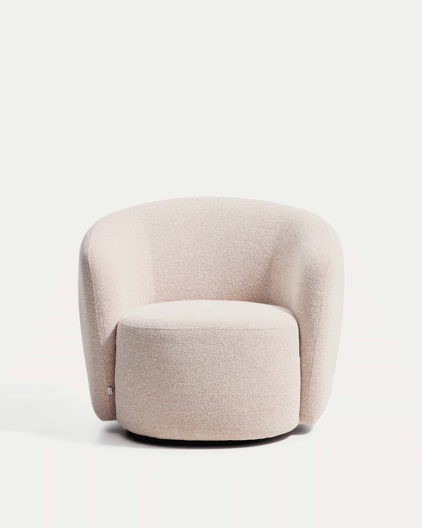 Poltrona girevole Odenia in micro bouclé beige
