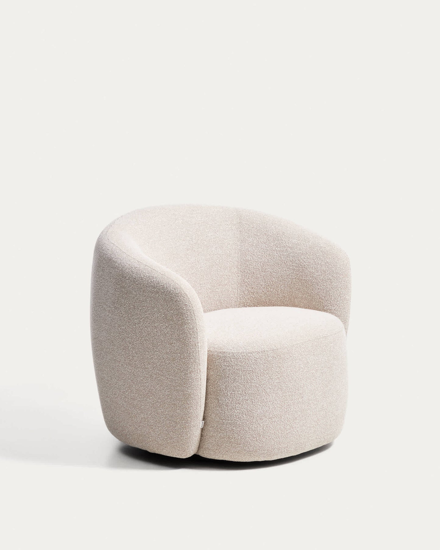Poltrona girevole Odenia in micro bouclé beige