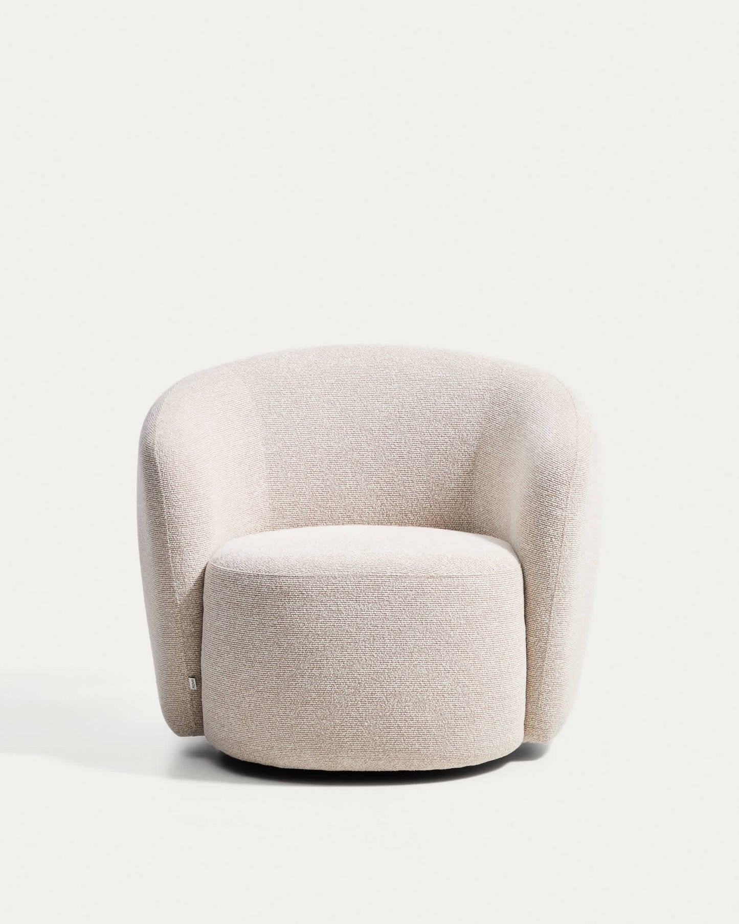 Poltrona girevole Odenia in micro bouclé beige