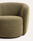 Poltrona girevole Odenia in micro bouclé verde oliva
