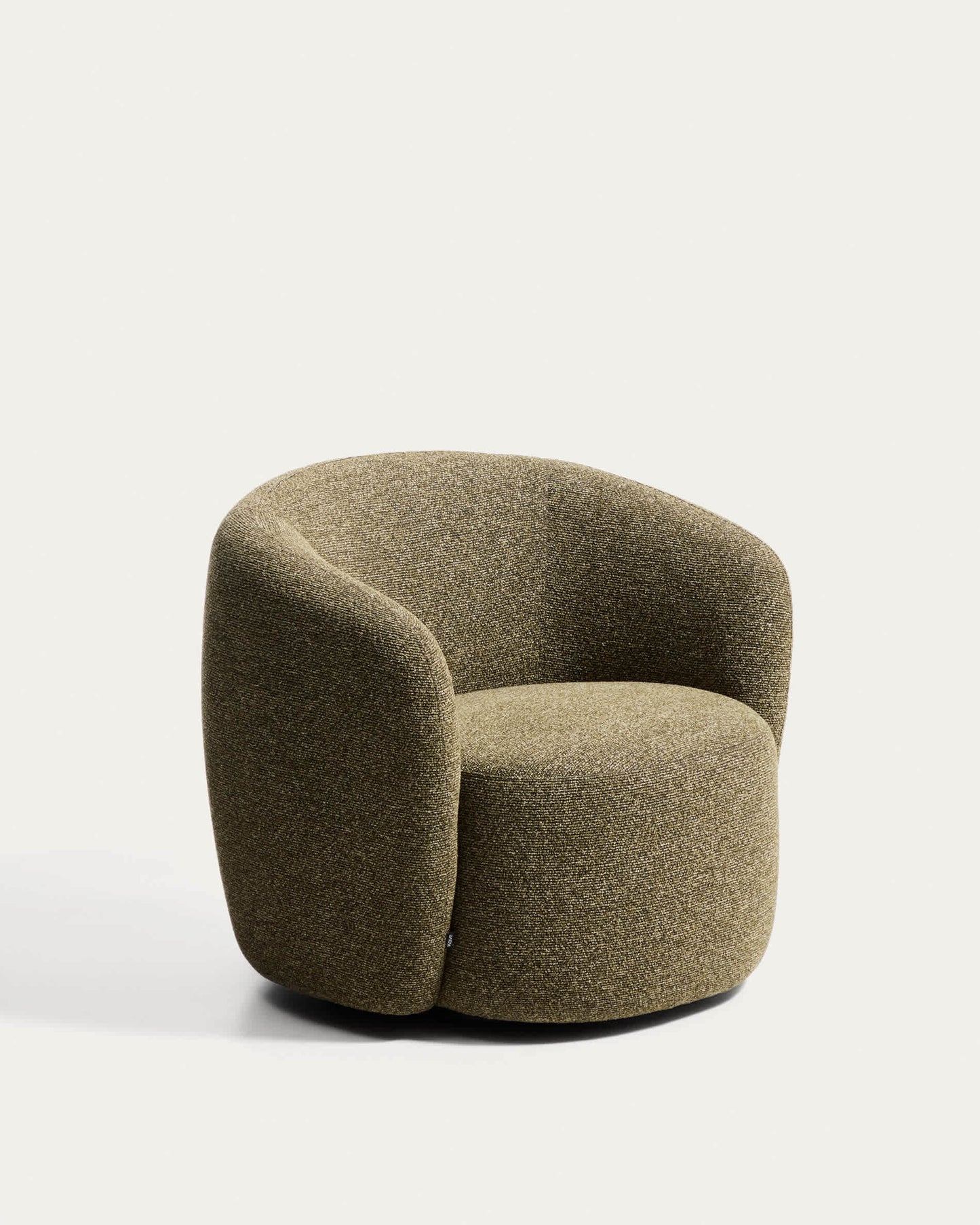 Poltrona girevole Odenia in micro bouclé verde oliva
