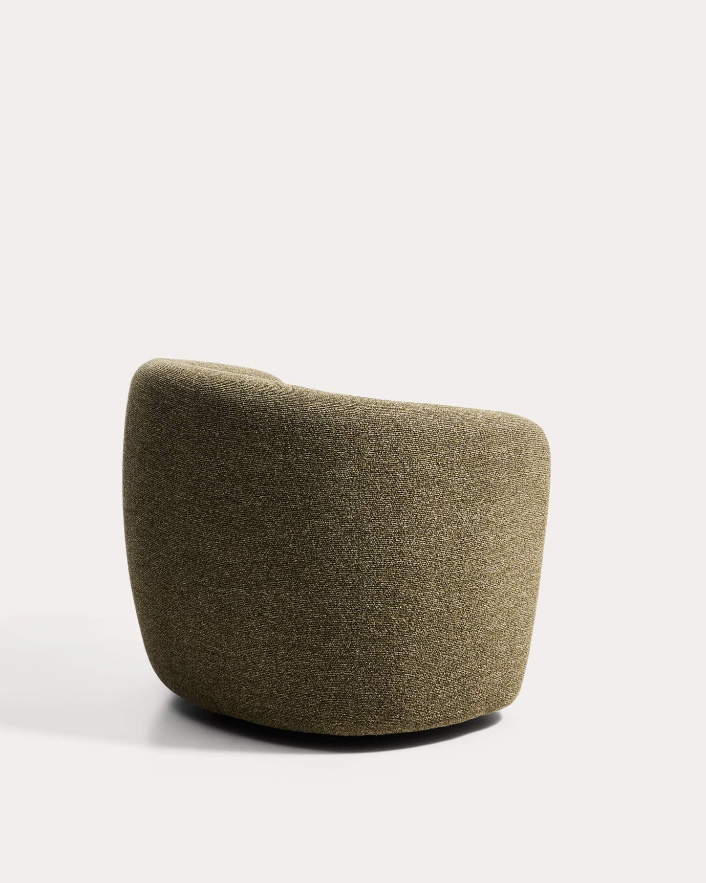Poltrona girevole Odenia in micro bouclé verde oliva