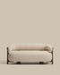 Divano Granite 2 posti in ciniglia beige con gambe in legno massiccio di frassino finitura noce 155 cm FSC 100%