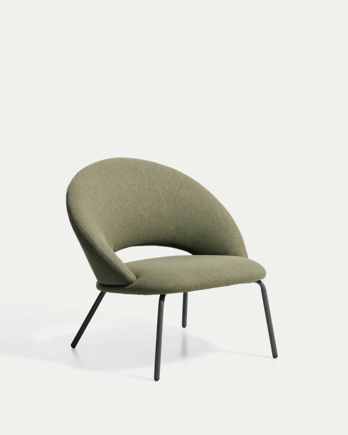 Poltrona Bonali in ciniglia verde con gambe in metallo verde FSC Mix Credit