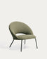 Poltrona Bonali in ciniglia verde con gambe in metallo verde FSC Mix Credit