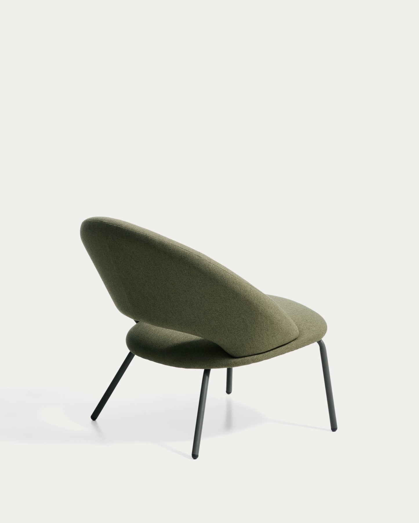 Poltrona Bonali in ciniglia verde con gambe in metallo verde FSC Mix Credit