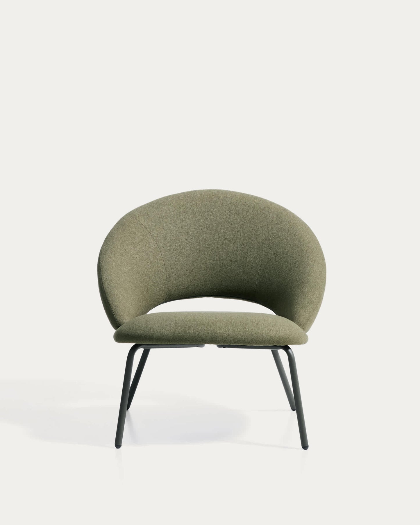 Poltrona Bonali in ciniglia verde con gambe in metallo verde FSC Mix Credit