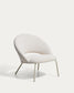 Poltrona Bonali in ciniglia beige con gambe in metallo beige FSC Mix Credit