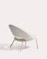 Poltrona Bonali in ciniglia beige con gambe in metallo beige FSC Mix Credit
