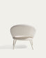 Poltrona Bonali in ciniglia beige con gambe in metallo beige FSC Mix Credit
