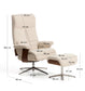 Poltrona girevole reclinabile con poggiapiedi Toriel in micro bouclé beige con gambe in alluminio FSC Mix Credit