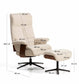 Poltrona girevole reclinabile con poggiapiedi Toriel in micro bouclé beige con gambe in alluminio con finitura nera FSC Mix Credit