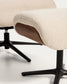 Poltrona girevole reclinabile con poggiapiedi Toriel in micro bouclé beige con gambe in alluminio con finitura nera FSC Mix Credit
