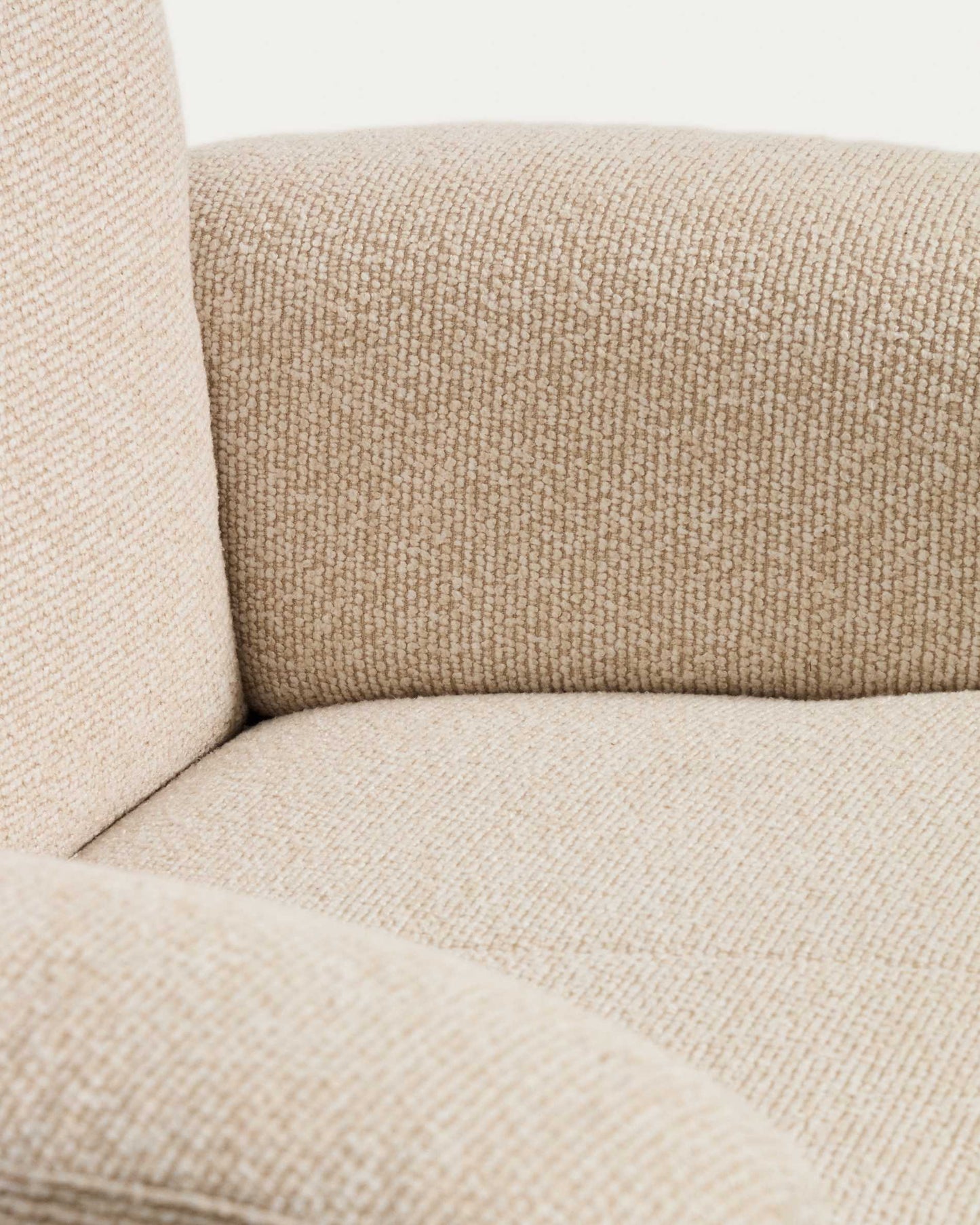 Poltrona girevole reclinabile con poggiapiedi Toriel in micro bouclé beige con gambe in alluminio con finitura nera FSC Mix Credit