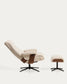 Poltrona girevole reclinabile con poggiapiedi Toriel in micro bouclé beige con gambe in alluminio con finitura nera FSC Mix Credit